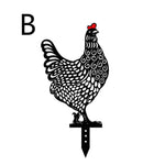 ornement jardin sculpture poule noire points blancs artisanal piquet métallique extérieur décoration