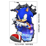sticker mural 3d sonic bleu blanc rouge moderne adhésif ombre urbain lumière chambre enfant