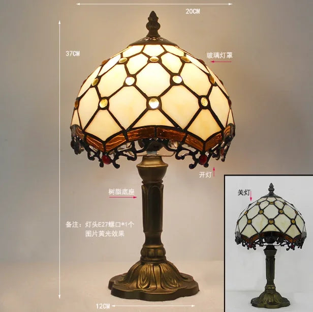 lampe table tiffany multicolore mosaïque verre floral géométrique art nouveau