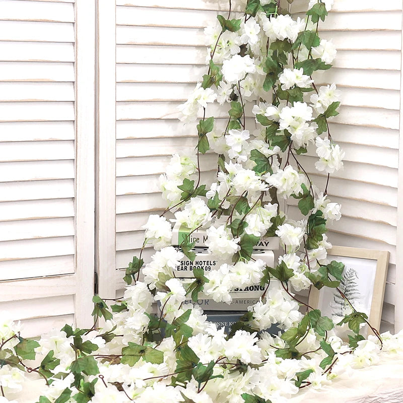 guirlande fleurs artificielles cerises rose clair décor mariage romantiqueintérieur festive