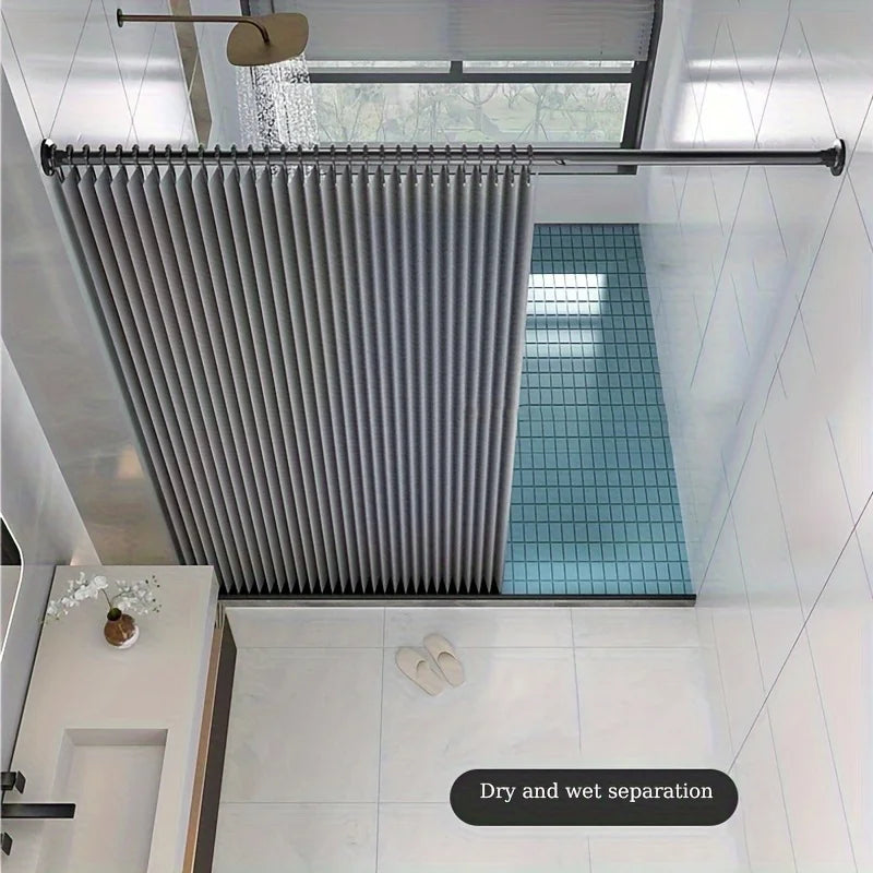 rideau douche gris rayures vertical opacité moderne barre suspension toilette polyester tufté