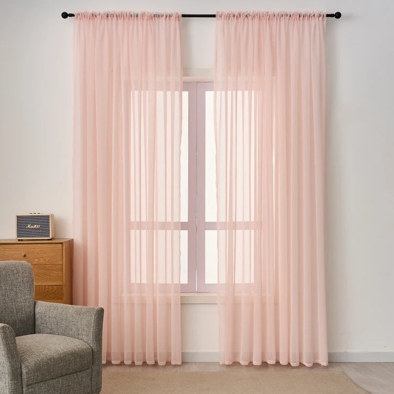 rideaux transparents unis moderne polyester rouge noir blanc rose beige salon chambre