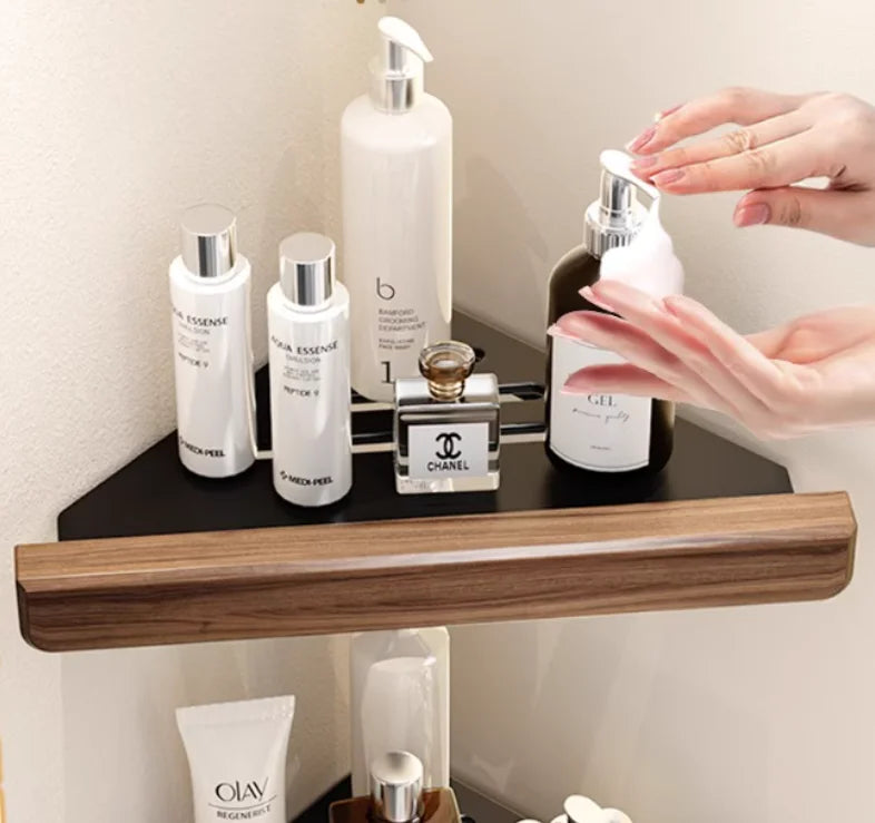 étagères murales bois modernes clips noir téléphone serviettes cosmétiques salle bain góc treo đồ