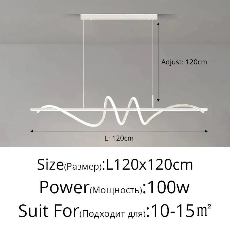 lumière suspendue moderne abstraite 100cm 120cm noir blanc doré minimaliste