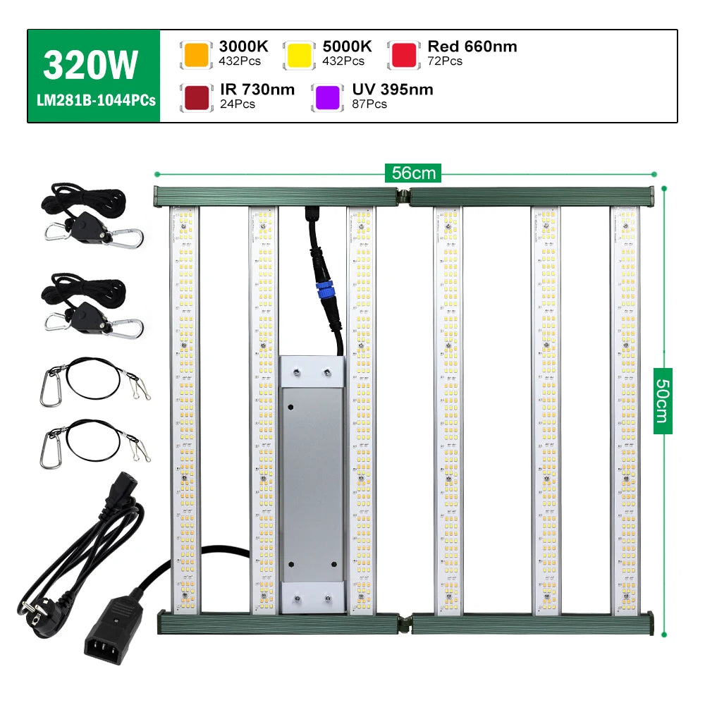 lampe culture plantes led 120w 200w 320w spectre complet interrupteur alu moderne vert blanc
