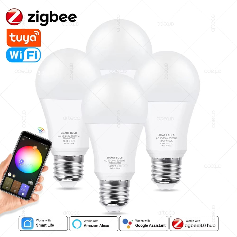 ampoule led intelligente e27 rgb wifi zigbee dimmable moderne blanc mat