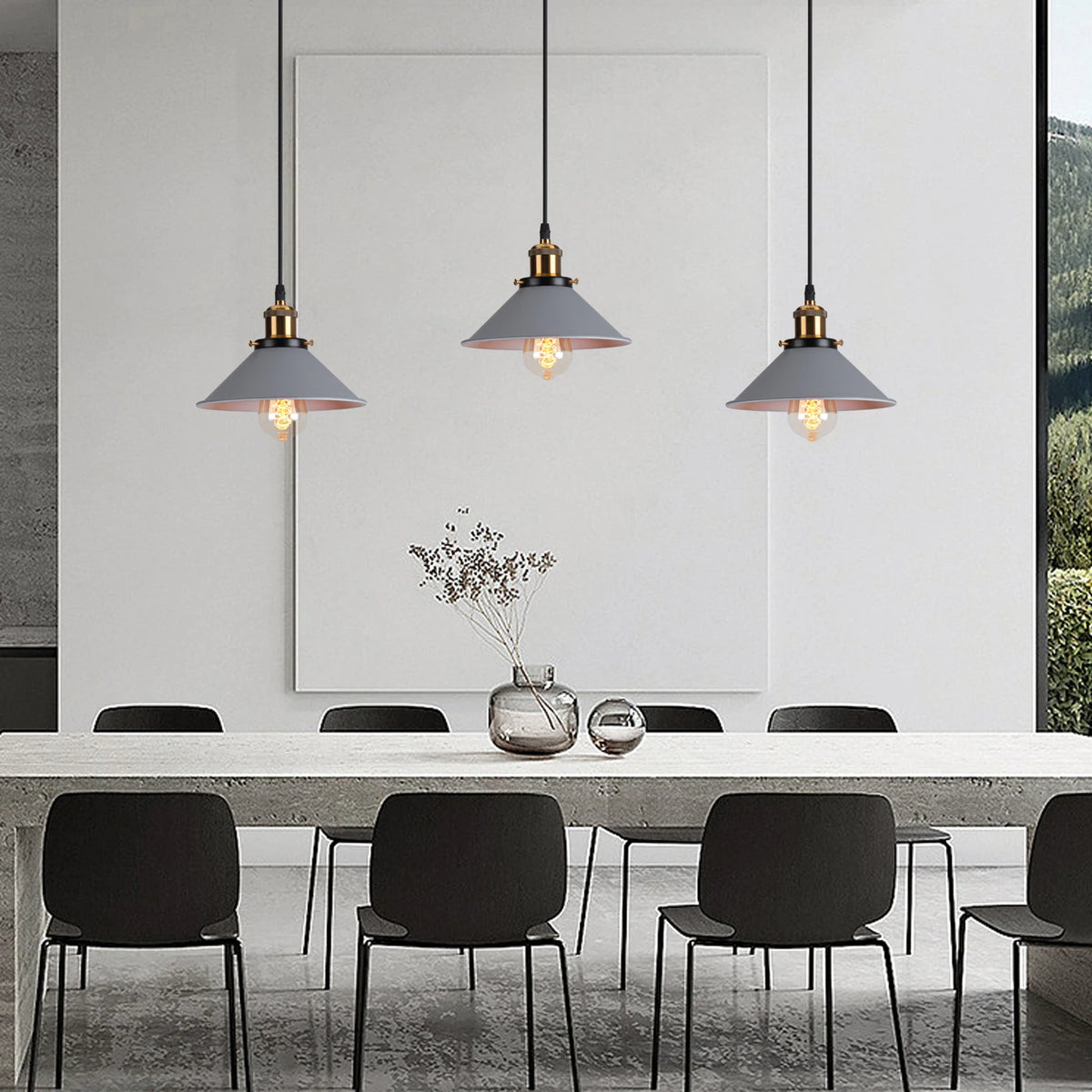 abat jour moderne fer noir blanc vert clair orange tringle ampoule fixe suspension