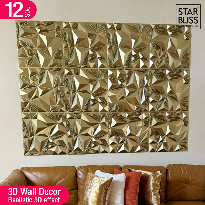 Panneaux muraux 3D 30x30cm gris clair dans un salon moderne