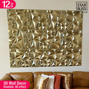 décoration murale 3D géométrique or noir blanc gris moderne 12 panneaux 30x30cm