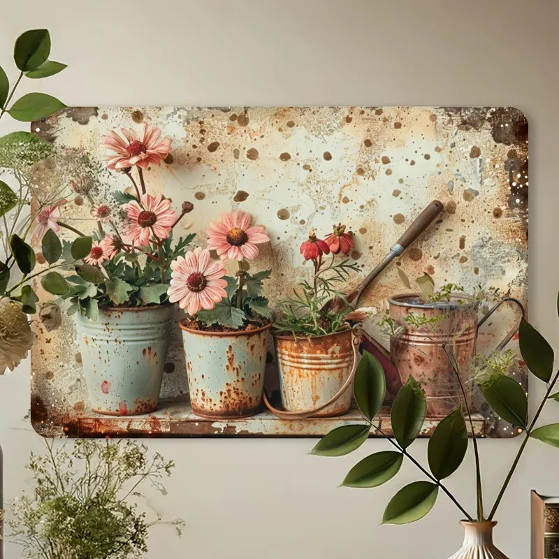 Plaque métal vintage accrochée sur mur extérieur