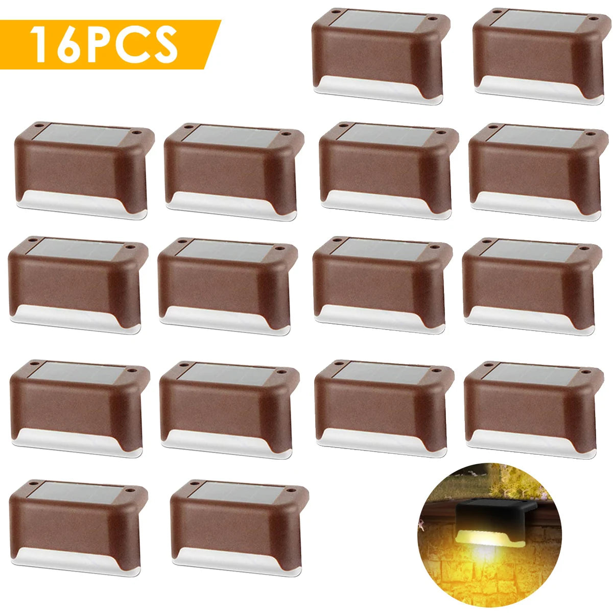 lumière solaire marron blanc moderne extérieure jardin patio escaliers décoration éclairage led vis fixations