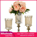 vase verre transparent motif rayé fleurs artificielles peonies roses decoratif moderne salon