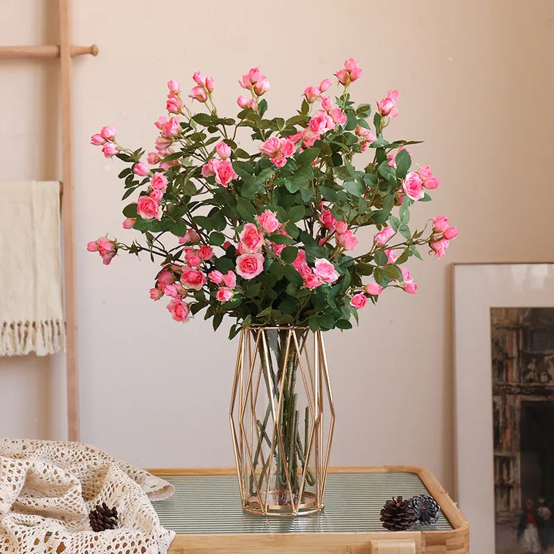 Décoration intérieure moderne bouquet artificiel fleurs roses ornement table salon mariage