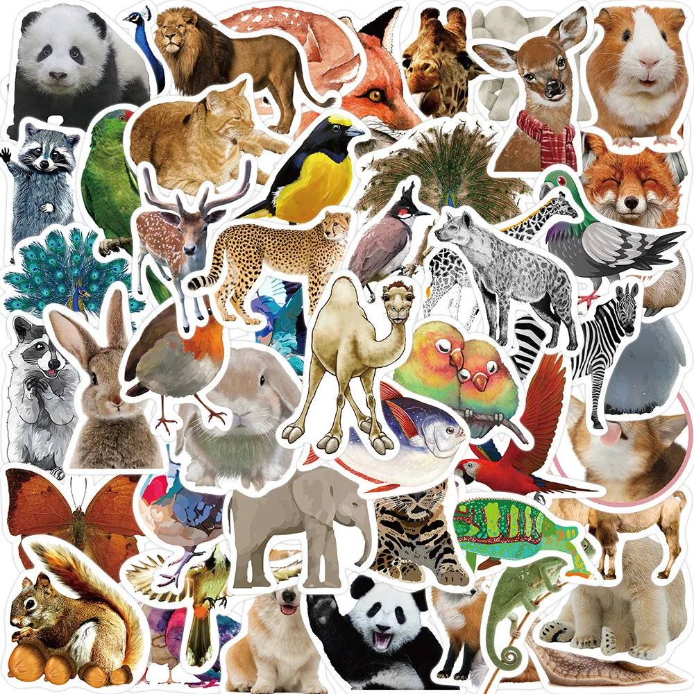 sticker animal sauvage jungle réaliste adhésif divers couleur ours lion éléphant scrapbooking diy coque