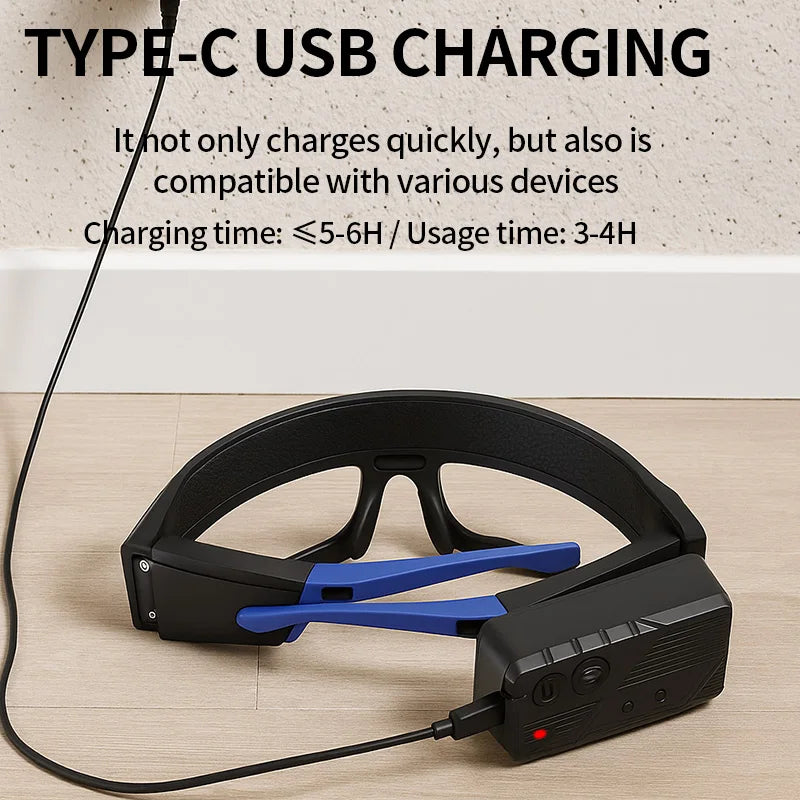 lunettes frontales rechargeables led clip charge type noir bleu yellow moderne