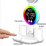 lampe rechargeable moderne horloge ventilateur blanc porte stylos