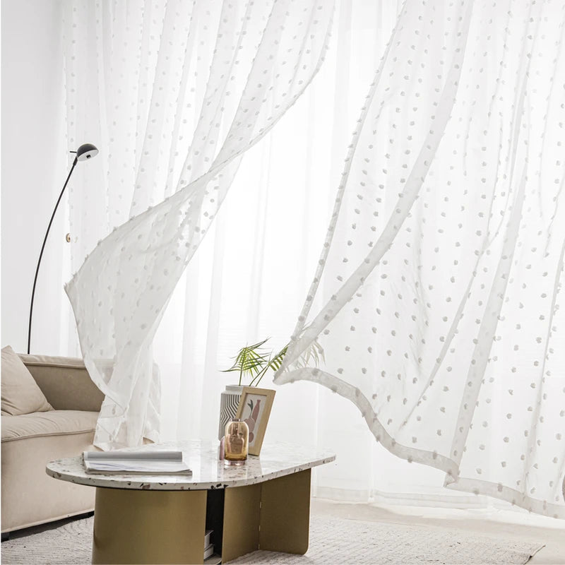 rideau blanc moderne polyester translucide motifs fleurs 1pc chambre salon