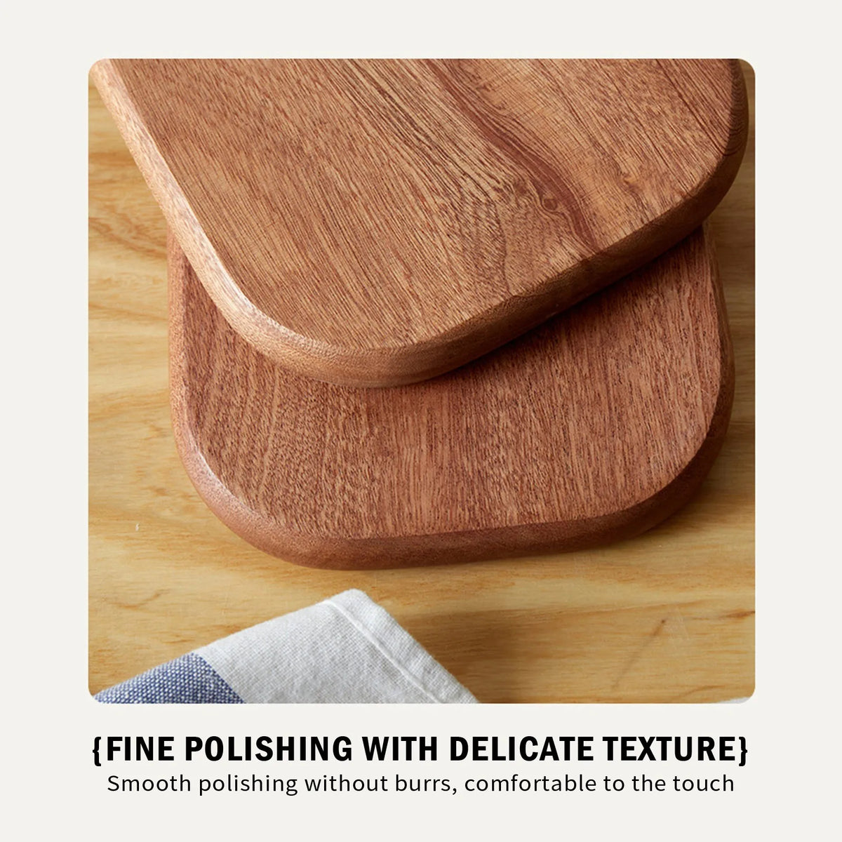 planche découper bois naturelle rustique poignées circulaires fourchette cuillère tartine pain