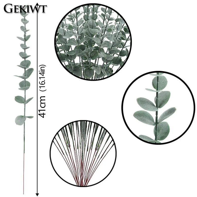 décoration moderne feuilles eucalyptus artificielles or vert extérieur intérieur mariage noël 10pcs 20pcs