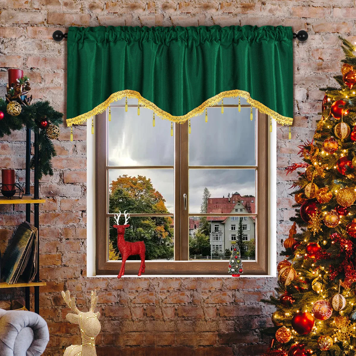 rideau fenêtre polyester noir simple classique 132x45cm opaque rouge vert jaune gris