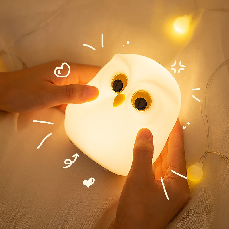 veilleuse oiseau led rechargeable rgb blanc moderne animal compagnie enfants chambre ambiancé