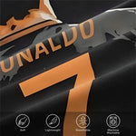 housse couette football star ronaldo motif moderne noir blanc orange taies d'oreiller