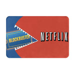tapis sol antidérapant imperméable coton polyester bleu foncé jaune motif blockbuster video rétro duveteux