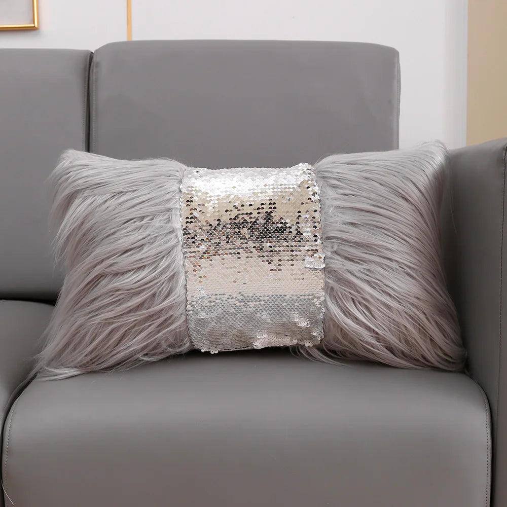 housse coussin sequins blanche moderne adhésive 40x40cm lit canapé voiture