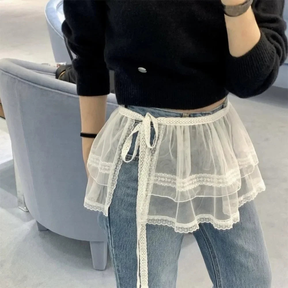 ceinture vintage dentelle noire blanc noeuds romantique extensible printemps été féminine median age