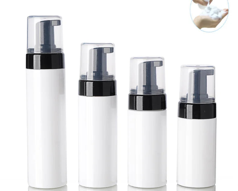 flacon cosmétique blanc mat pompe distributeur savon mousse rechargeable salle bain