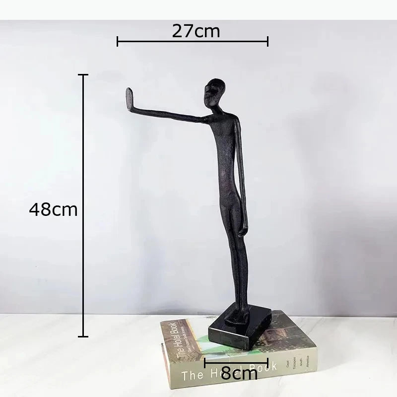 sculpture abstraite moderne noir art africain personnage stylisé décoration intérieure industriel figure texturéeDecorationBureau