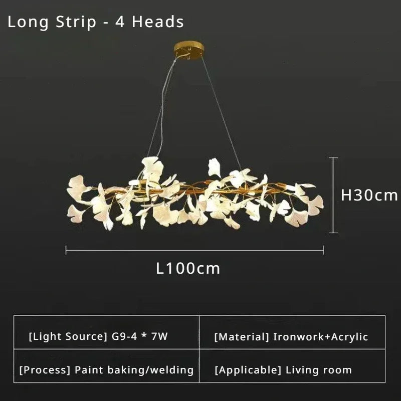 suspension lumineuse feuilles stylisées blanc doré contemporain opacité eyelets chambre salon