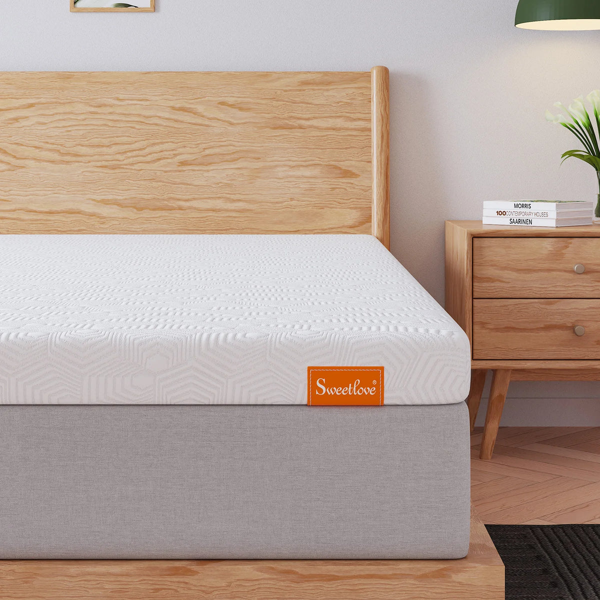 surmatelas mousse mémoire forme gel 8cm blanc gris moderne minimaliste chambre lit tapis matelassage