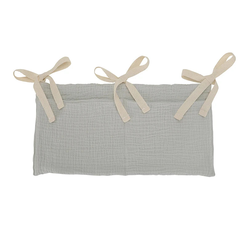 sac rangement lit bébé toile coton beige rose gris jaune simple rustique