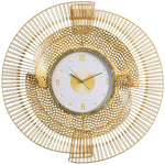 horloge murale moderne or motif géométrique contemporain fixation aluminium cuivre