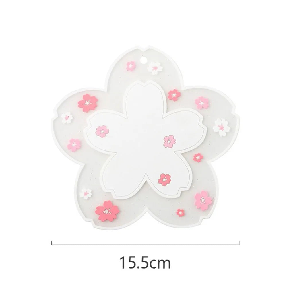 coasters polyester transparents fleurs roses blanches modernes antidérapants cuisine décoration