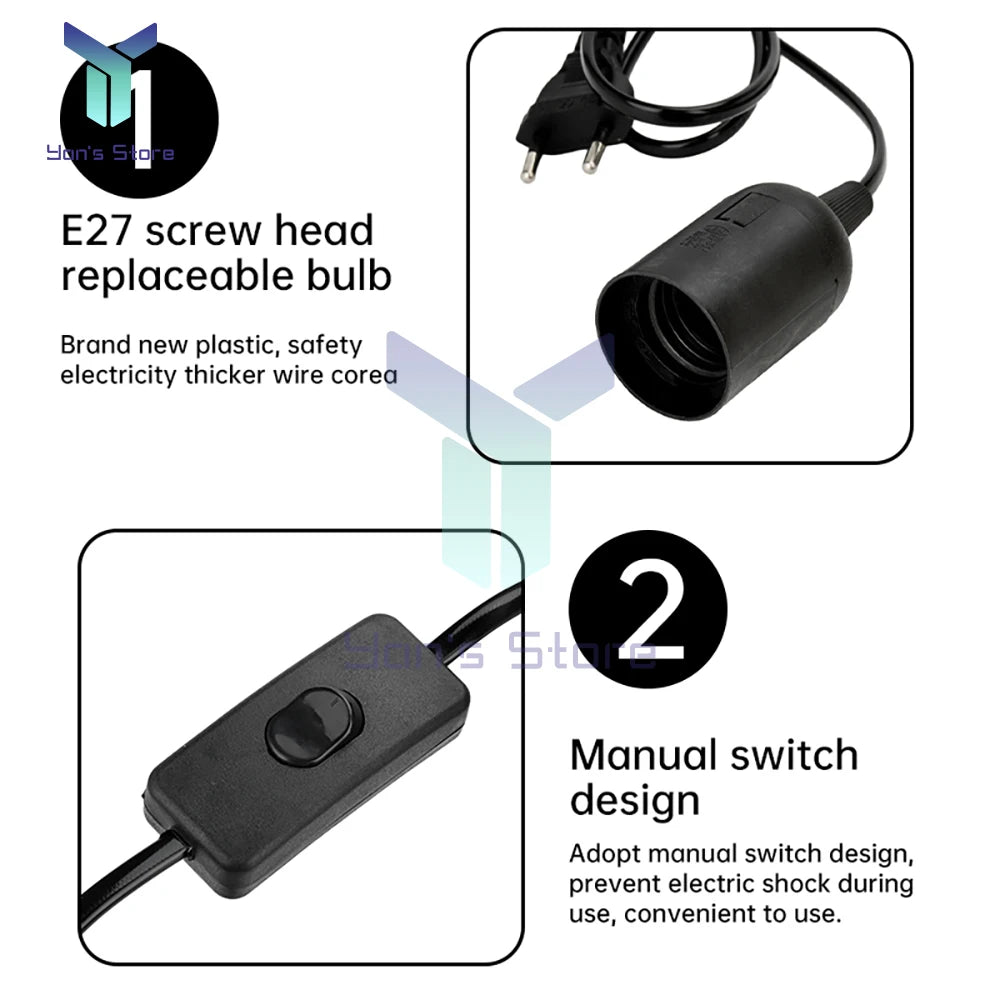 câble alimentation interrupteur blanc noir socquette E27 cordon fil clips moderne luminaire led