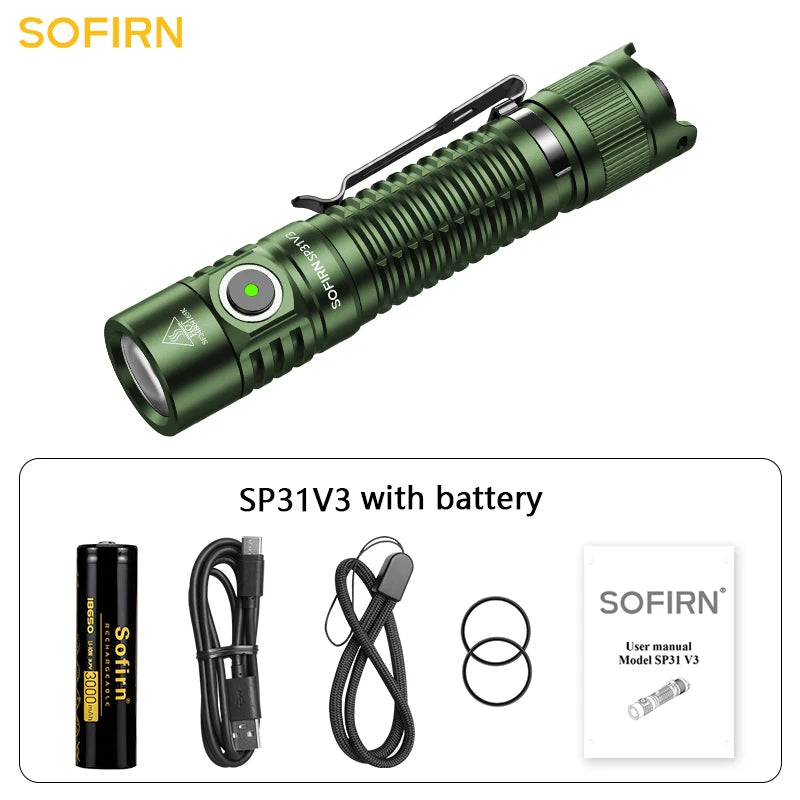 lampe torche tactique led vert noir résistante chocs lumière intense alliage aluminium camping