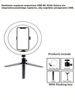 lampe anneau led blanc moderne trépied tête sphérique support téléphone