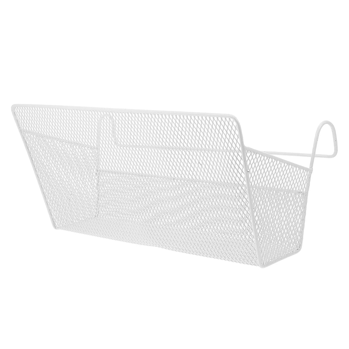 panier suspendu blanc métal ajouré fonctionnel minimaliste lit superposé organizer.storage.basket.hanging.shelf.bedside