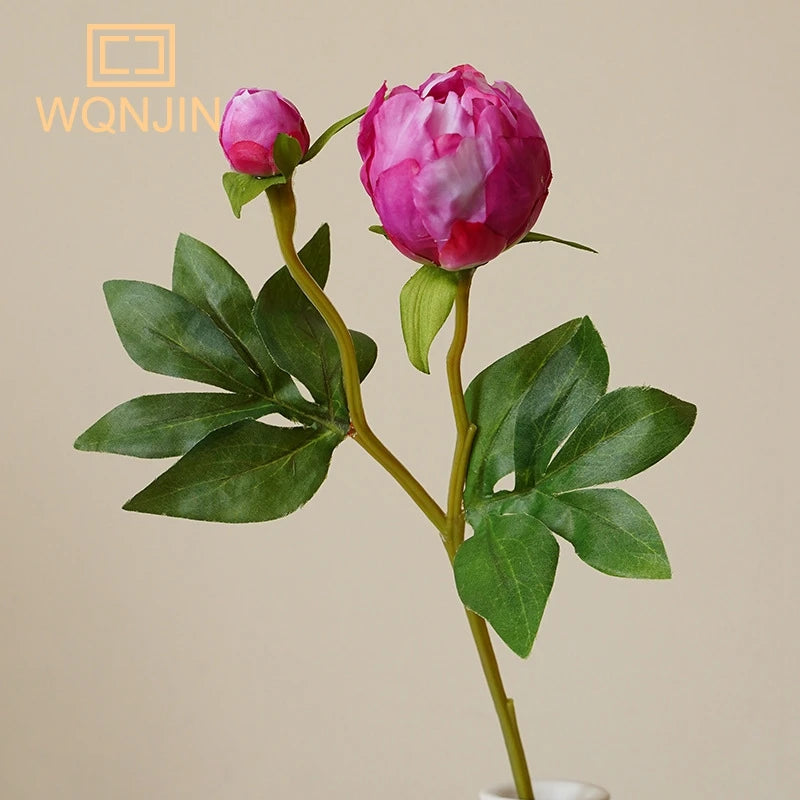 pivoines artificielles soie rose blanc vert décoration maison mariage anniversaire transparent vase