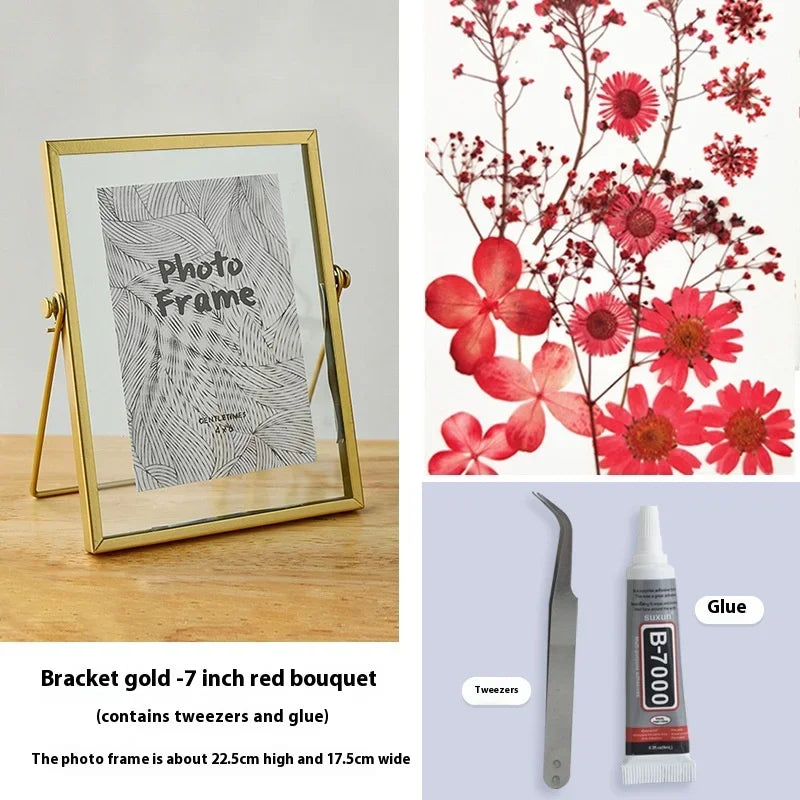 cadre photo moderne métal doré fleurs séchées diy décoration intérieure pinces colle