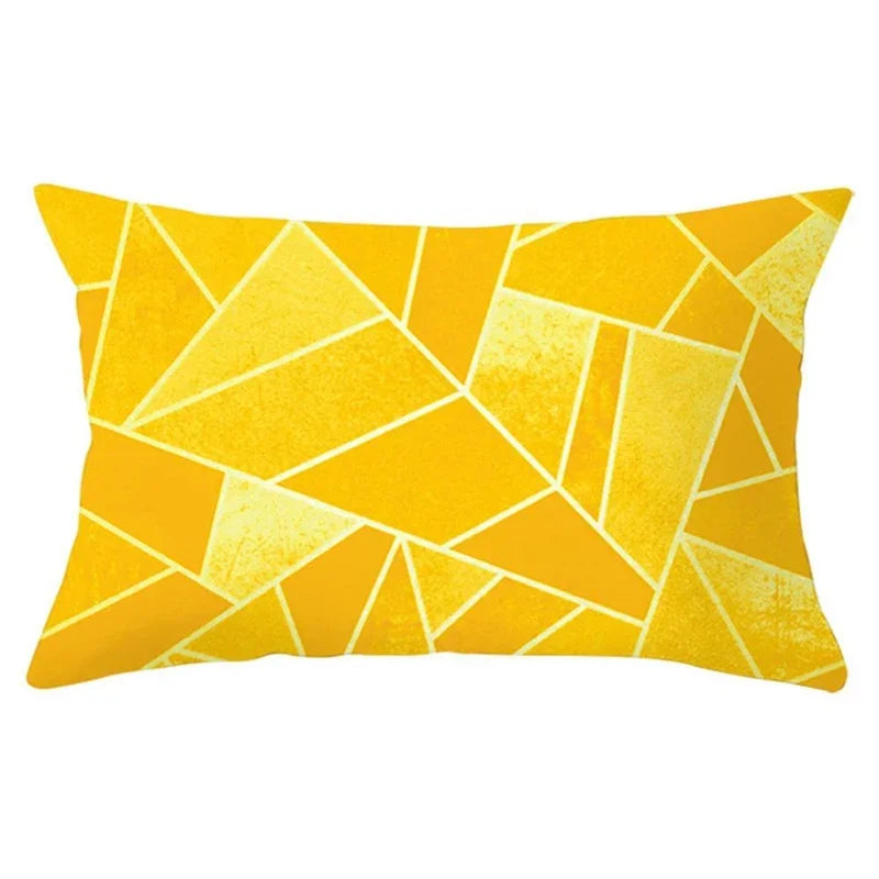 coussin décoratif jaune motif géométrique salon chambre lit tissu polyester moderne 30x50cm