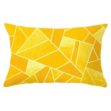 coussin décoratif jaune motif géométrique salon chambre lit tissu polyester moderne 30x50cm