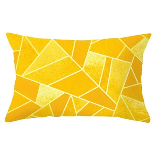 coussin décoratif jaune motif géométrique salon chambre lit tissu polyester moderne 30x50cm