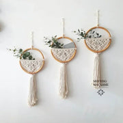 Tenture murale macramé ronde en coton 100% fait main - Décoration nordique pour salon et chambre