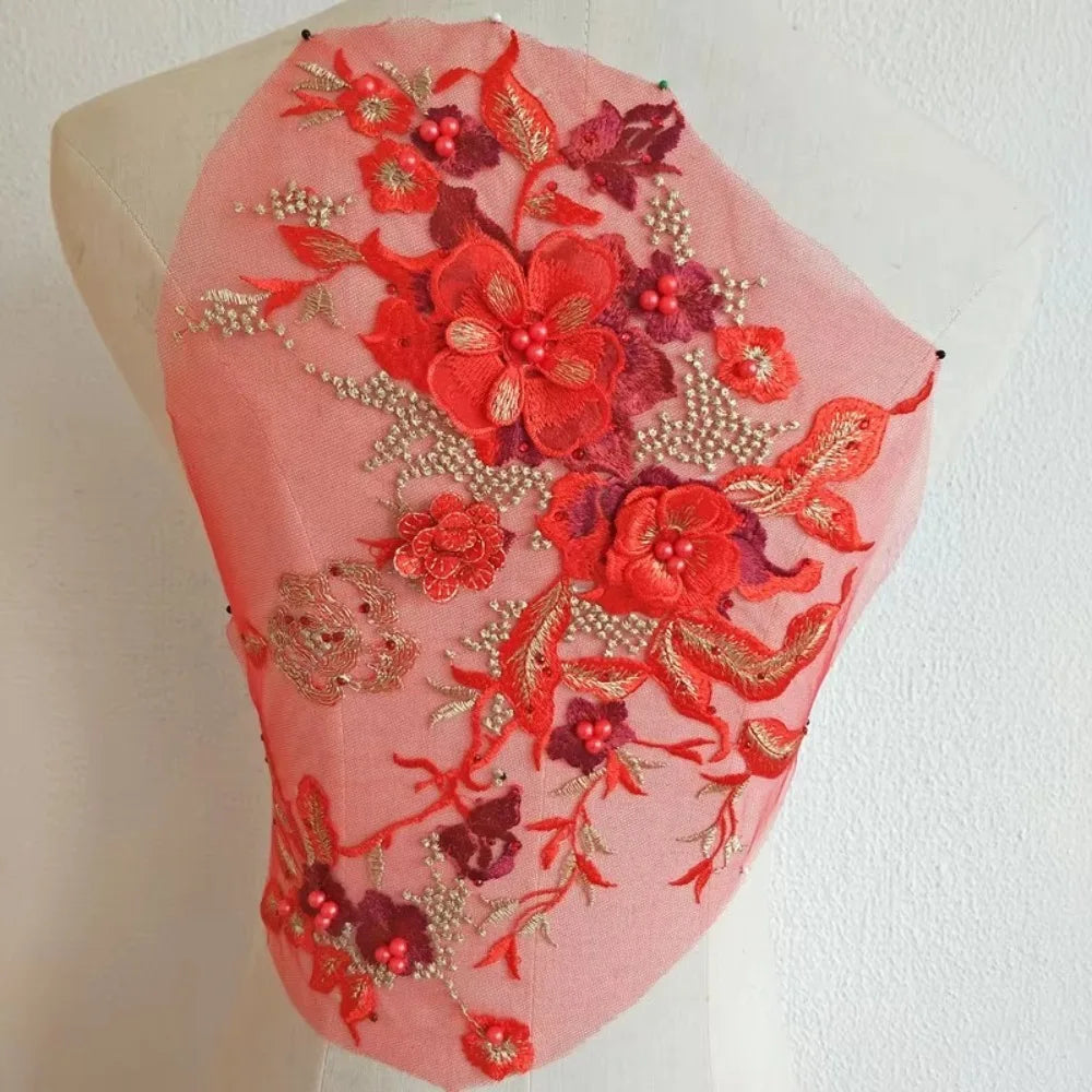 applique textile brodée fleurs violet rose blanc adultes femmes