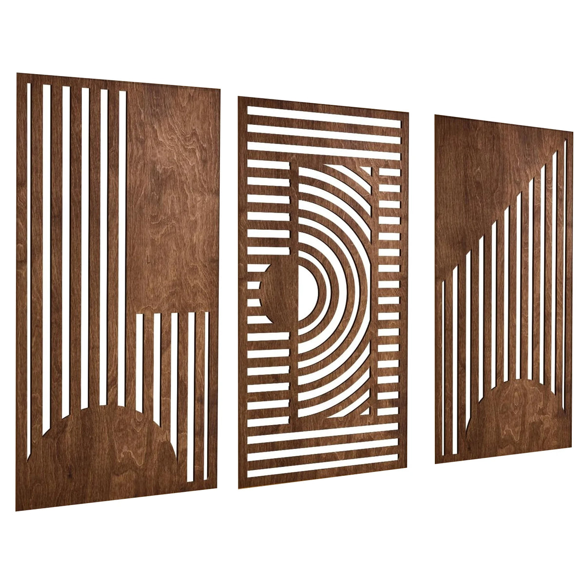 panneaux decoratifs bois geometriques moderne minimalistes abstraction artistique trois pieces murales