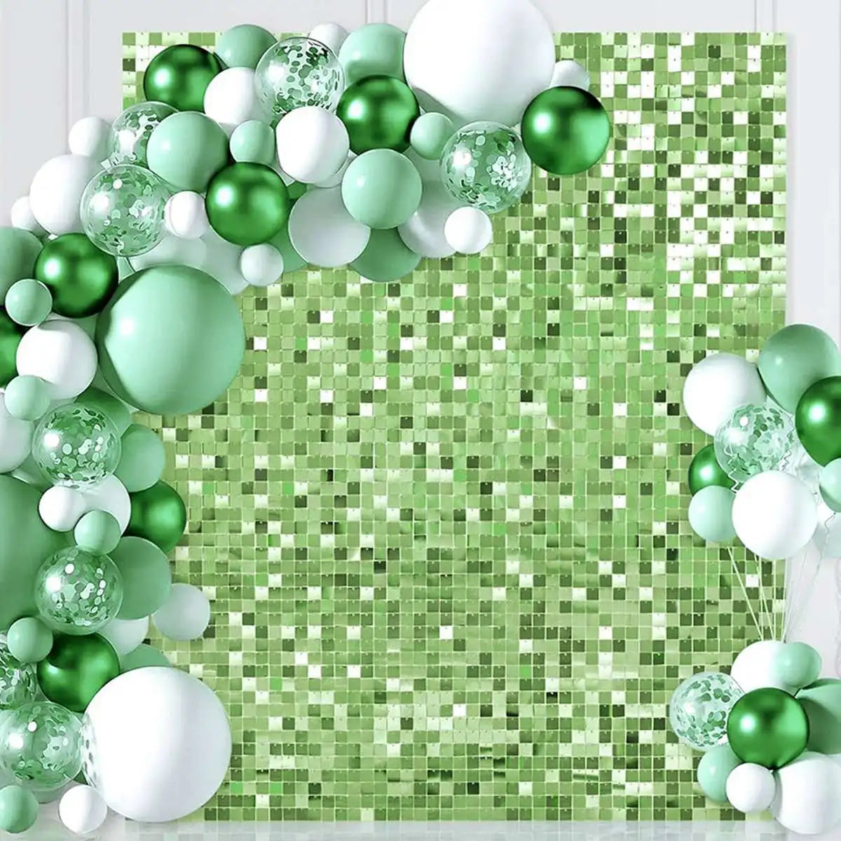 rideau paillettes vert clair motif rayures verticales moderne opacité occasion anniversaire mariage baptême fête