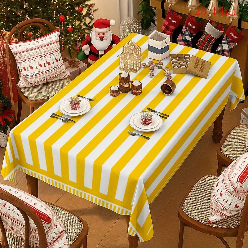 nappe rayée jaune blanche moderne imperméable lavable machine réutilisable extérieur mariages fêtes